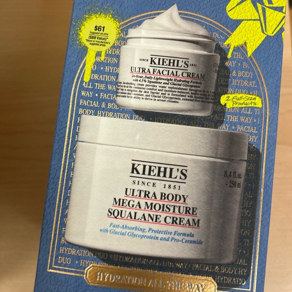 Kiehl's Ultra face cream+Ultra Body Mega Moisture Squalane Cream 8.4oz set